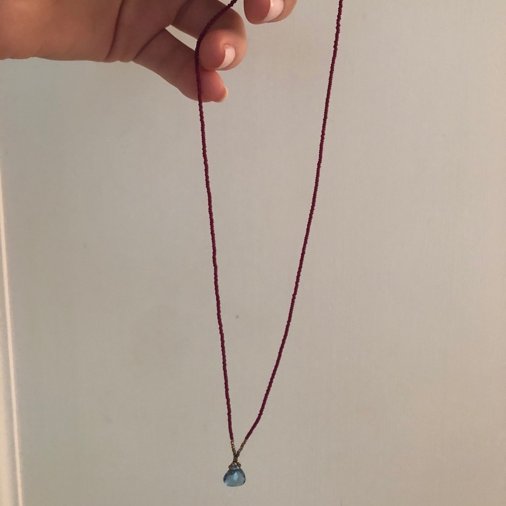 Beautiful red bead and blue stone necklace